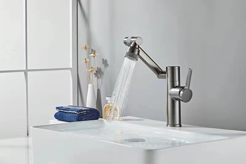 Foldable Bathroom Sink Mixer Faucet LED Displayer, Vintage 360 Swivel Spout Rotatable Wash Basin Tap, Brass Retro Single Handle One Hole with Cold and Hot Water Hose 2025 - $137.99 –P4