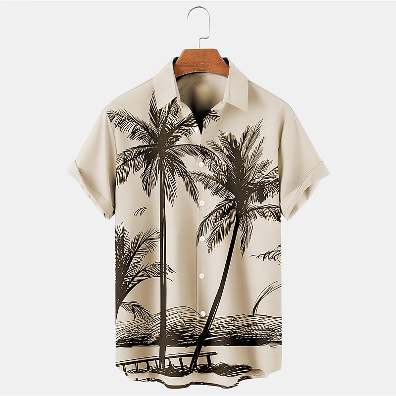 Men's Coconut Tree Tropical Plants Shirt Summer Hawaiian Shirt Aloha Shirt Short Sleeves Shirt Turndown Tropical Fashion Hawaiian Outdoor Street Hawaiian Blue Purple Brown S M L 2025 - $24.99 –P5
