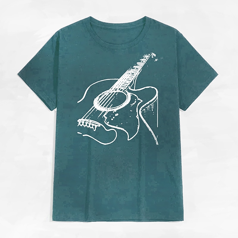 Herr t-shirt med akustisk gitarr grafisk kortärmad 2026 - $17.49 –P11
