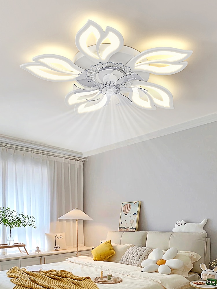 LED Ceiling Fans Dimmable with Remote Contral Flower Design Flush Mount Ceiling Lamp Acrylic Lampshade Chandelier Bedroom Living Room 2025 - $259.09 –P1