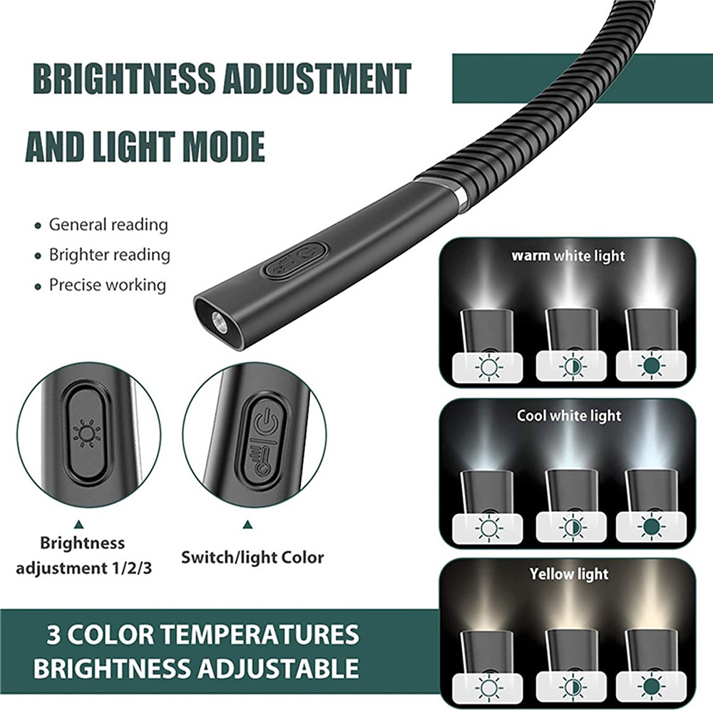 led-halsleeslampjes nieuwigheid flexibele nekverlichting handsfree boeklicht hanling leeslamp draagbare usb oplaadbare boekverlichting 2025 - $29.99 –P2