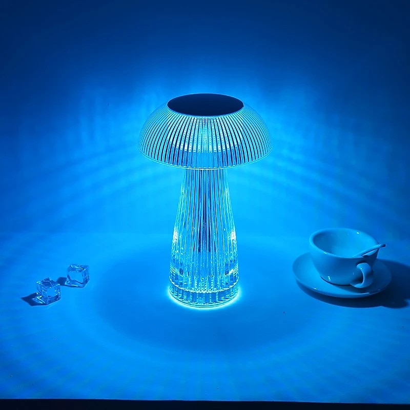 Lámpara de medusas creativa moderna, lámpara de mesa recargable de cristal, luces nocturnas, atenuador táctil de hongo, lámpara rgb, 16 colores para la decoración de la mesita de noche del hogar, 2025 - $39.99 –P10