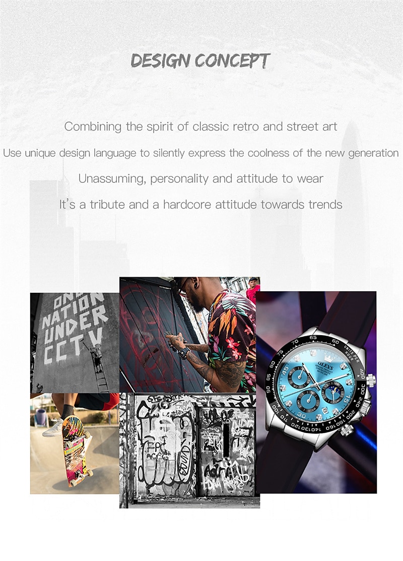 Кварцевые часы OLEV для мужчин спортивные наручные часы светящиеся хронографы с календарем многофункциональные водонепроницаемые с силиконовым браслетом 2026 - $43.99 –P3