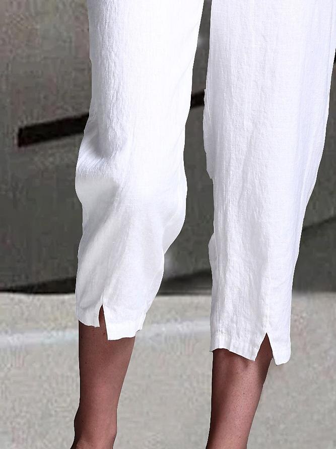 Women's Linen Pants Baggy Cropped Pants Calf-Length Linen / Cotton Blend Split Baggy Fashion Casual Weekend White S M 2023 - US $20.99 –P3