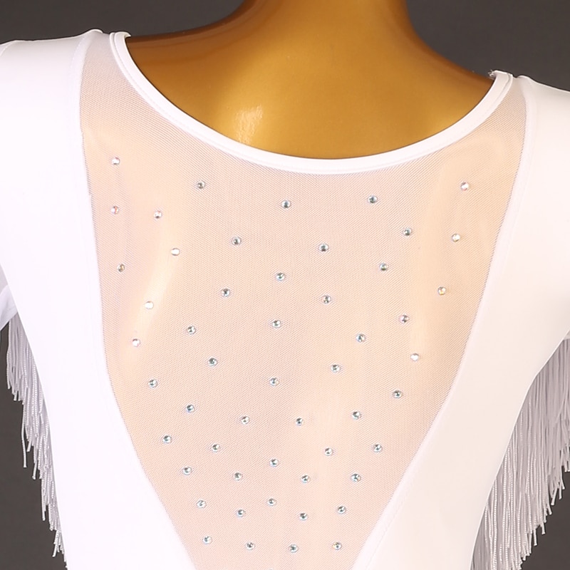dans salsa latinsk dansklänning strass fransad tofs delad led dam prestationsträning långärmad hög spandex tyll 2025 - €169.99 –P8
