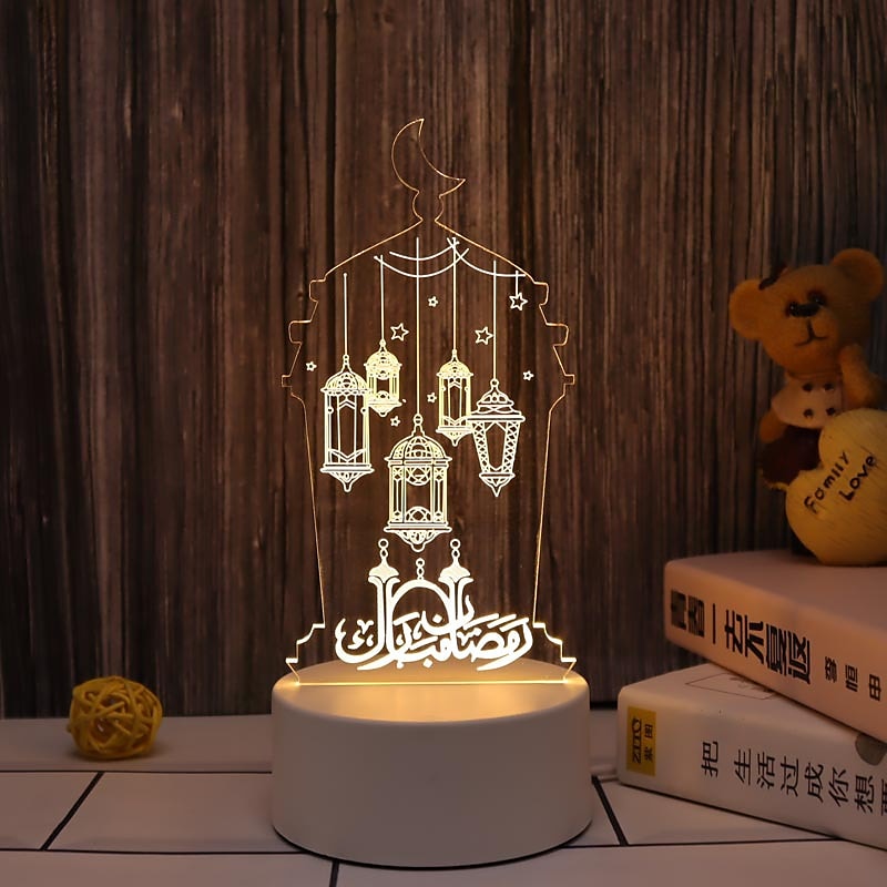 عيد مبارك ثلاثية الأبعاد زينة ضوء الليل أكريليك led إسلامي مسلم رمضان مهرجان لوازم للديكور المنزل مصباح ليلي ديكور غرفة نوم 2025 - $12.49 –P6