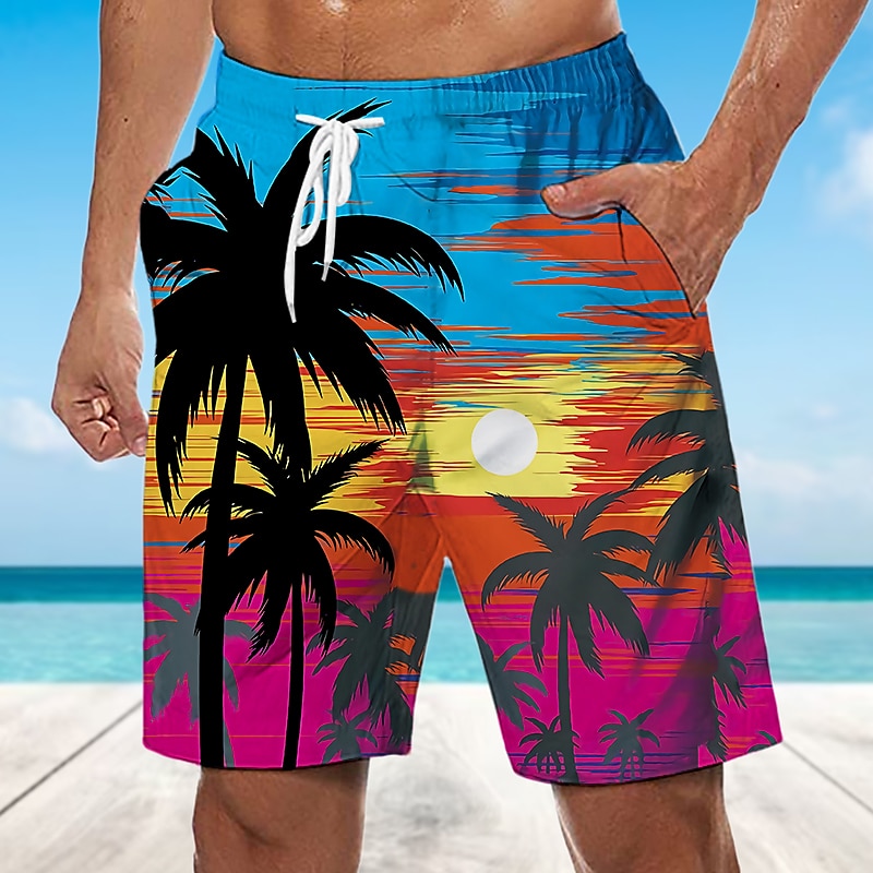 Férfi Kókuszfa Naplemente Deszkás short Úszónadrágok Közepes csípő Hawaii Boho Szabadság Tengerpart Zsinór hálós béléssel Rugalmas derék Tervező Ruházat 2025 - $19.99 –P7