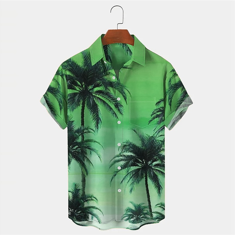 Bărbați Palmier Plante tropicale Cămașă Cămașă hawaiană Cămașă Aloha Mânecă scurtă Cămașă Răsfrânt Tropical Modă Hawaiană În aer liber Stradă Hawaiian Roșu-aprins Albastru piscină Portocaliu S M L 2025 - $24.99 –P6