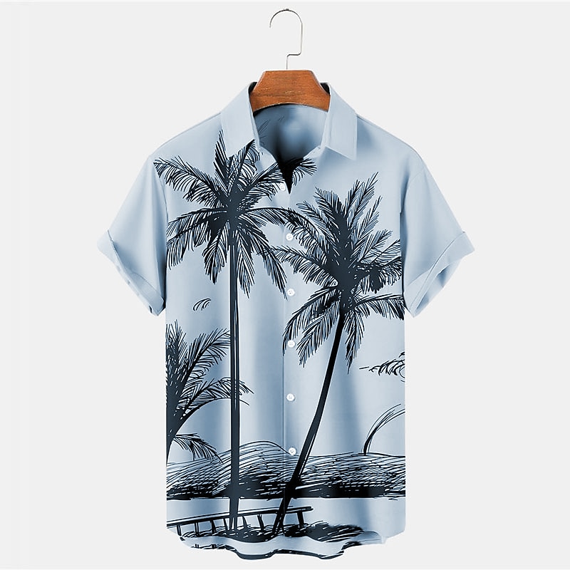 Men's Coconut Tree Tropical Plants Shirt Summer Hawaiian Shirt Aloha Shirt Short Sleeves Shirt Turndown Tropical Fashion Hawaiian Outdoor Street Hawaiian Blue Purple Brown S M L 2025 - $24.99 –P3