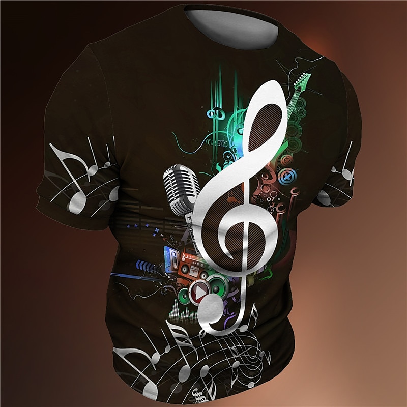 Festiwal Muzyczny Męskie Graficzny Nuty Podkoszulek Koszulki Krótki rękaw Podkoszulek Druk 3D Półgolf Koszula Zabytkowe Moda Designerskie Na zewnątrz Codzienny Sport Żółty Czerwony Fioletowy Wiosna i 2025 - $17.99 –P3