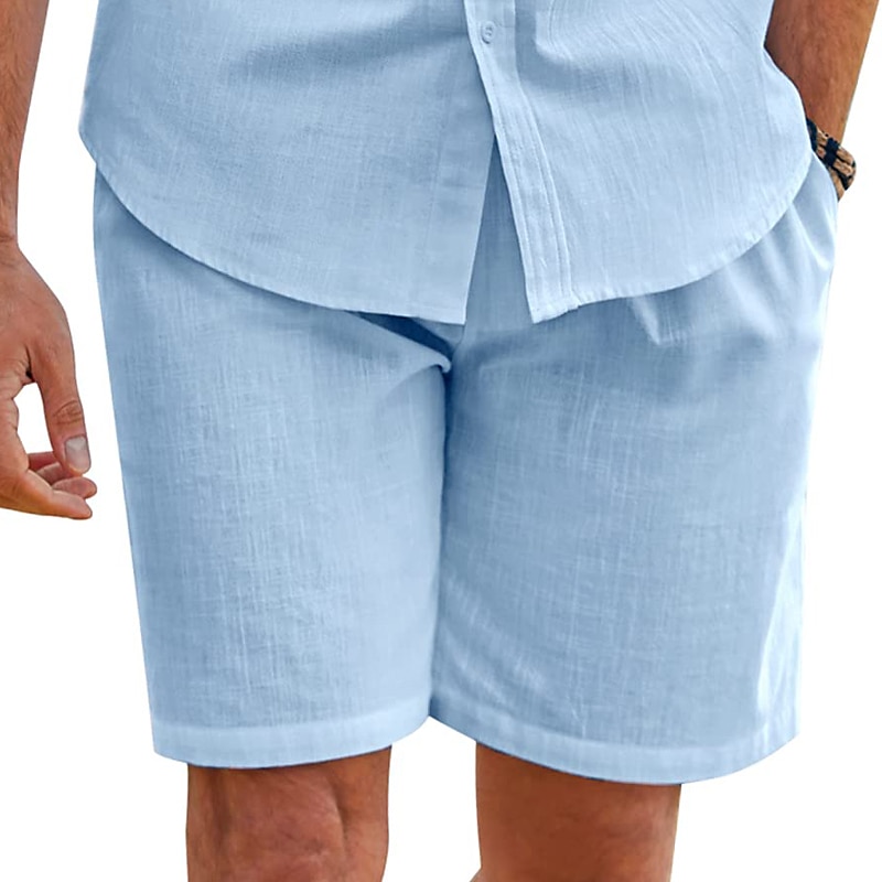 Homens Calção Shorts de linho Shorts de verão Shorts de praia Com Cordão Cintura elástica Tecido Conforto Respirável Ao ar livre Diário Para Noite Moda Roupa de rua Preto Branco de 2025 por $17.99 –P2