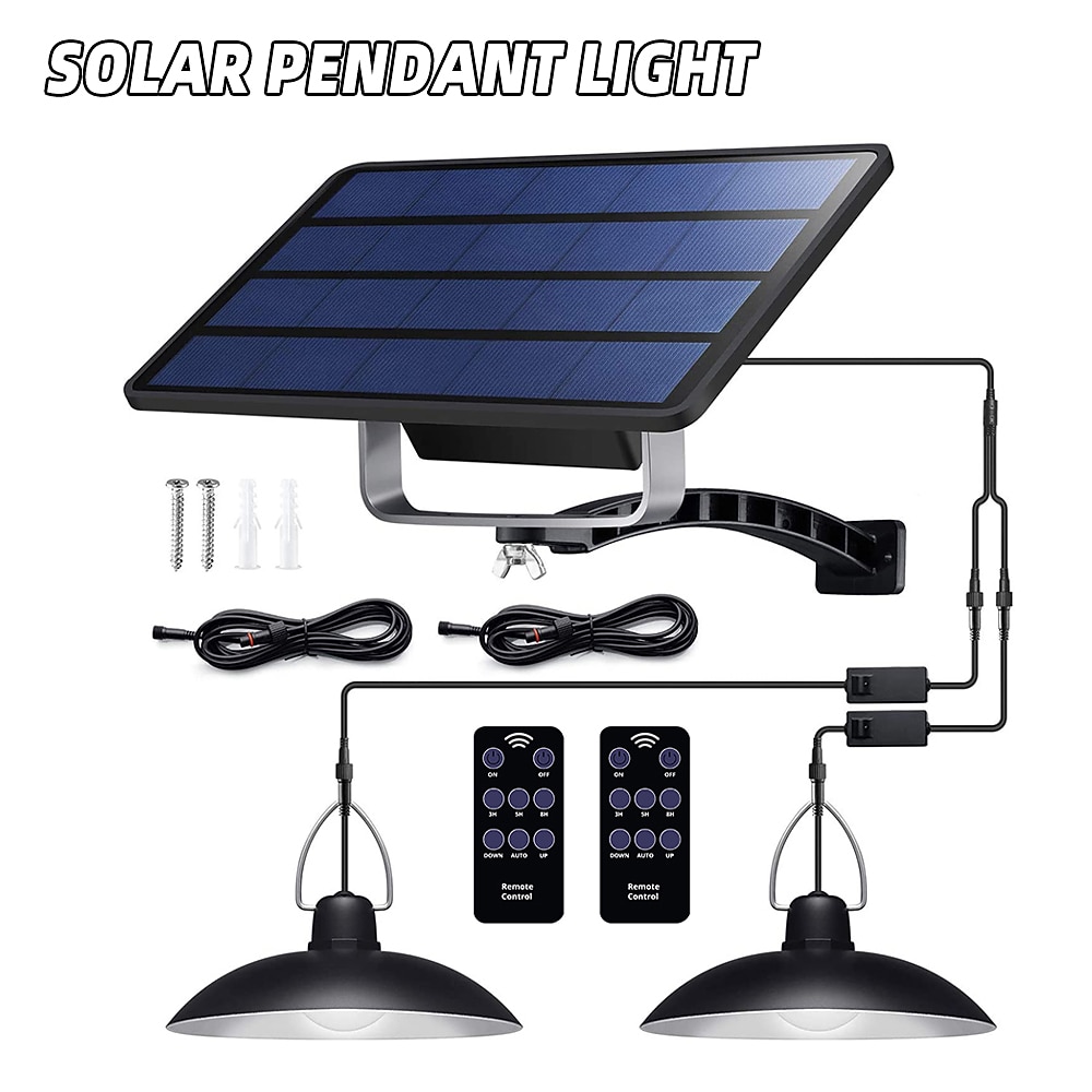 Solar Pendant Light Outdoor IP65 Waterproof 2 Head Indoor Solar Lamp with Cable Remote Controller for Courtyard Garden Indoor Lawn Landscape 2026 - $74.99 –P1