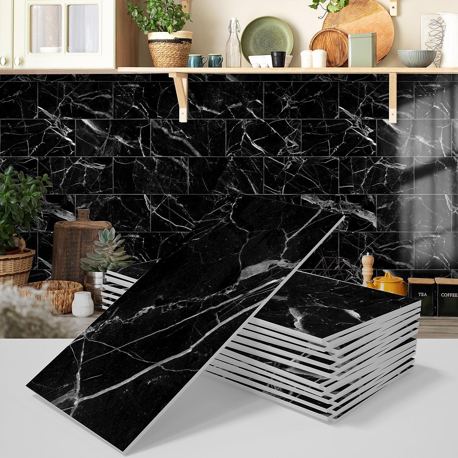 Cool Wallpapers Wall Mural 16pcs Marble Patterned Wallpaper, Waterproof Peel And Stick Wall Covering Sticker Film Home Deco, 4''x8'' 2025 - $26.99 –P1