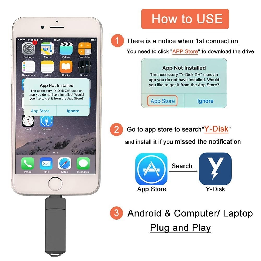 3 in 1 usb flash drives, 32 gb 64 gb 128 gb iphone ipad usb flash 3.0 pendrive memory stick voor iphone ipad android pc 2025 - $25.99 –P3