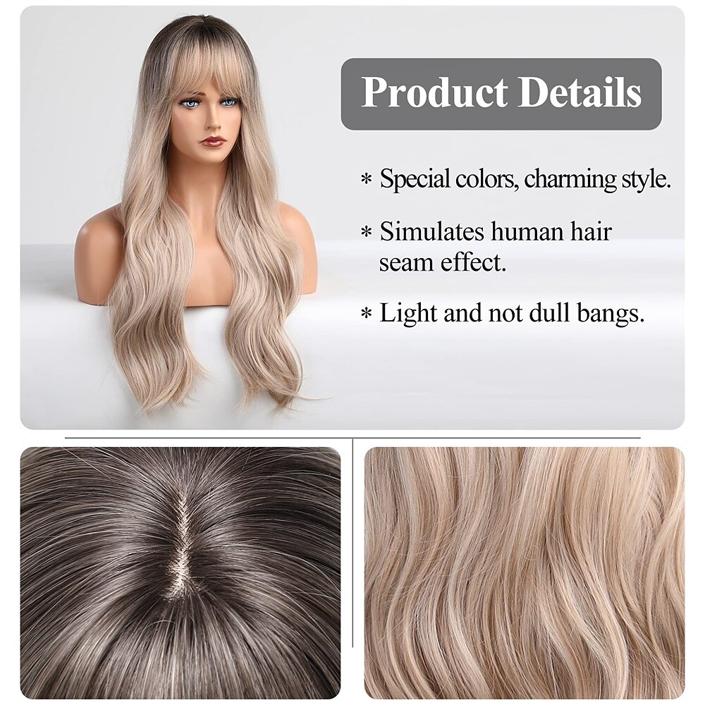 Long Auburn Wig with Bangs Layered Curly Orange Wigs for Women Natural Synthetic Wigs for Daily Use 2025 - $34.99 –P17