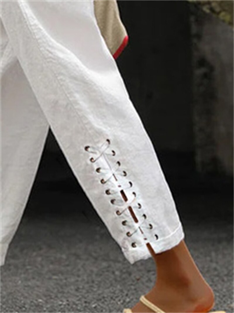 Women's Linen Pants Pants Trousers Baggy Ankle-Length Linen / Cotton Blend Baggy Fashion Casual Weekend White S M 2023 - US $24.99 –P3