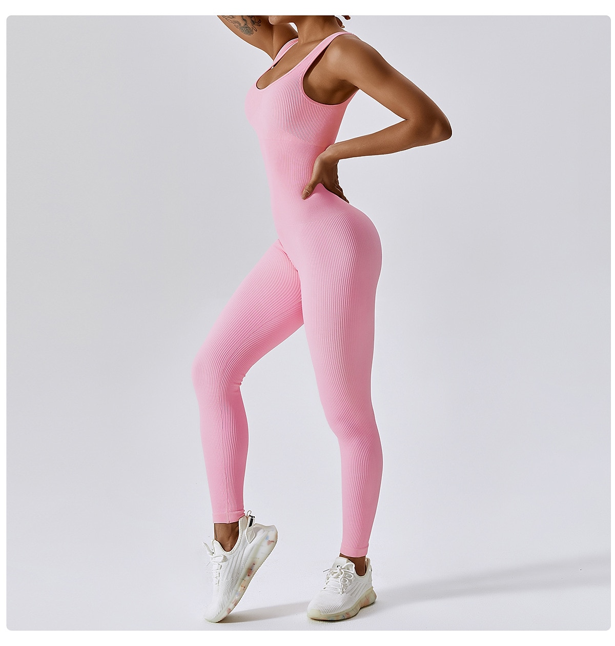 Women's Workout Jumpsuit Solid Color Bodysuit Black Pink Spandex