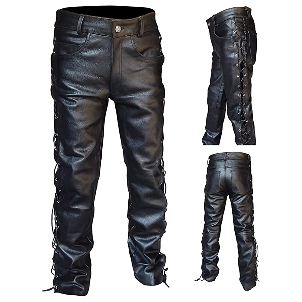 Punk & Gothic Medieval Steampunk Pants Straight Leg Motorcycle Pants Riders Bikers Men's Casual Daily Adults' Pants 2025 - $48.99 –P1