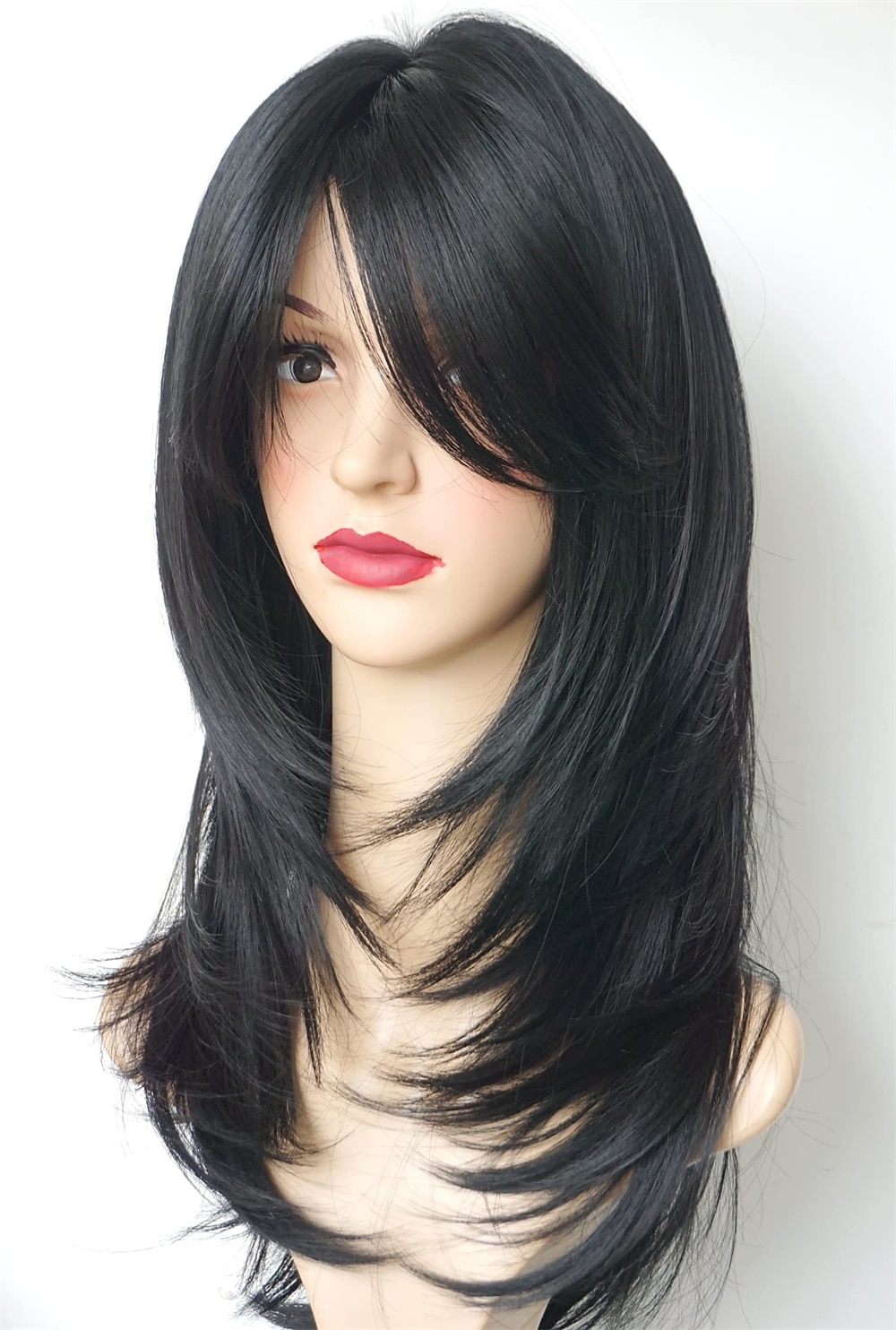 lunga lunghezza della spalla a strati marrone con parrucca evidenziata color cammello fibra di capelli sintetica evidenzia parrucche multicolori per donne bianche del 2025 a $26.99 –P9