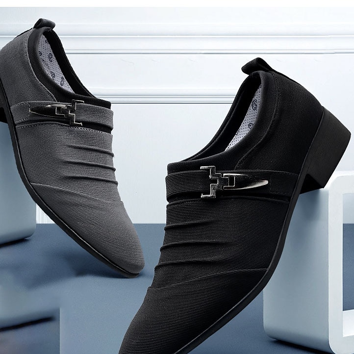 ανδρικά επίσημα παπούτσια με μεταλλική αγκράφα - κομψά slip-on loafers σε μπλε ναυτικό για γάμους και επαγγελματικές ενδυμασίες 2026 - $42.99 –P6