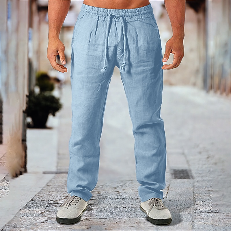 Men's Elastic Drawstring Waist Jeans Summer Regular Fashion Denim