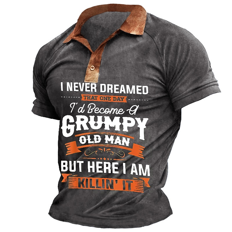 Men's Funny Polo Shirts Golf Shirt Short Sleeve Polo Shirts Collared Shirts Vintage Casual Streetwear Festival Wear Party Outfits Buttons 3D Print Navy Blue Purple Brown 2025 - $22.99 –P5