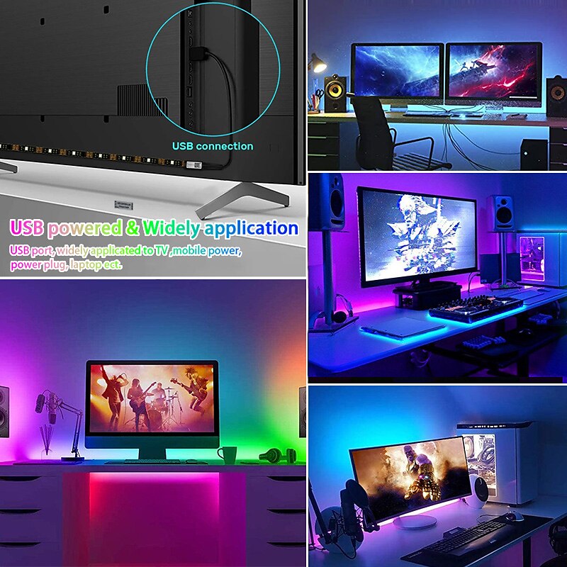 USB 5M RGB LED Strip Light with 24 Keys Remote Control Back Light 5050 SMD RGBIC LED Strip Light for Bedroom Home TV Back Light DIY Decor 2025 - $16.49 –P8