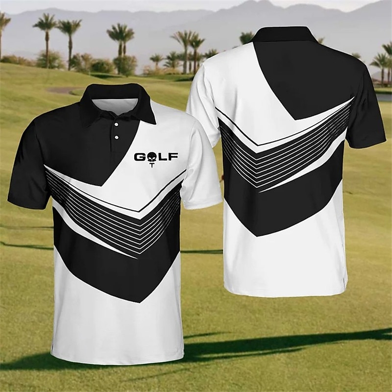 Men's Striped Sports Polo Shirts Golf Shirt Short Sleeve Polo Shirts Collared Shirts Casual Sportswear Vacation Wear 3D Print Buttons Black Red 2026 - $23.99 –P1
