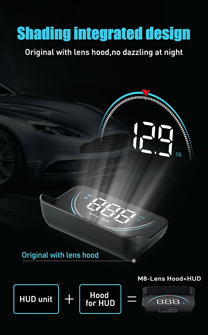 Obd2 gps auto projector m8 mph kmh auto hud snelheidsmeter voorruit 3.5 ''screen size hd auto head-up display alarm accessoires 2025 - $58.99 –P3