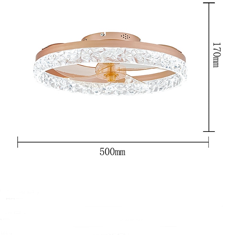 ventilatori a soffitto a led con luci lampadari di cristallo dimmerabili con telecomando 20 "lampada da soffitto a incasso lampadario in metallo camera da letto soggiorno del 2025 a $331.09 –P6
