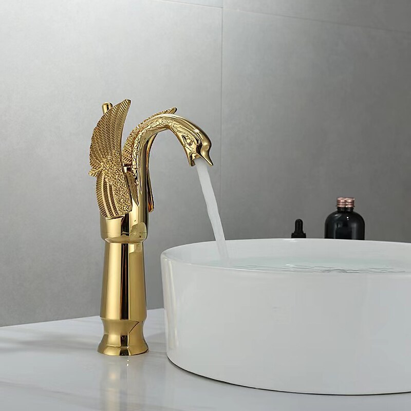 torneira misturadora de pia de banheiro vintage forma de cisne de latão, torneiras de lavatório monobloco alça única um furo montado no convés, mono torneira de vaso de água quente e fria mangueira retrô antigo de 2025 por $121.99 –P11
