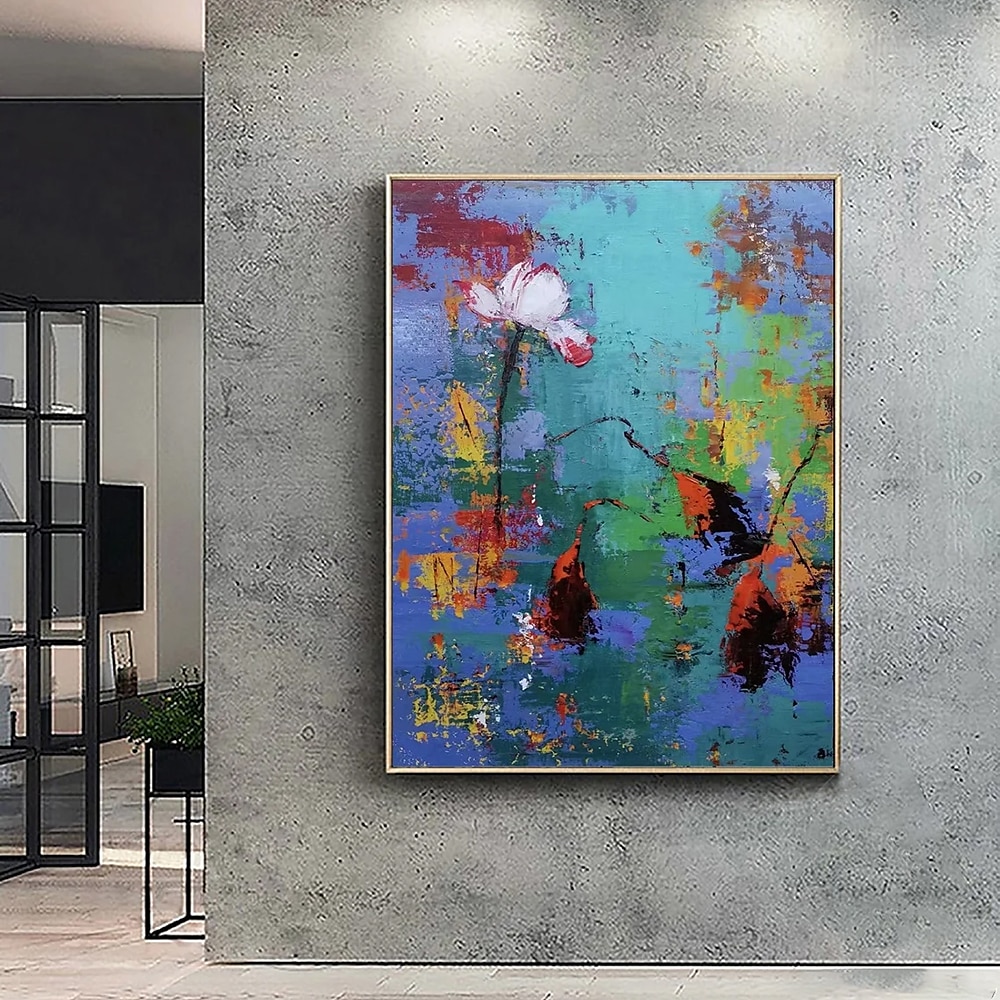 Handmade Oil Painting Canvas Wall Art Decoration Modern Abstract Textured Lotus Flowers for Home Decor Rolled Frameless Unstretched Painting 2025 - $100.99 –P6