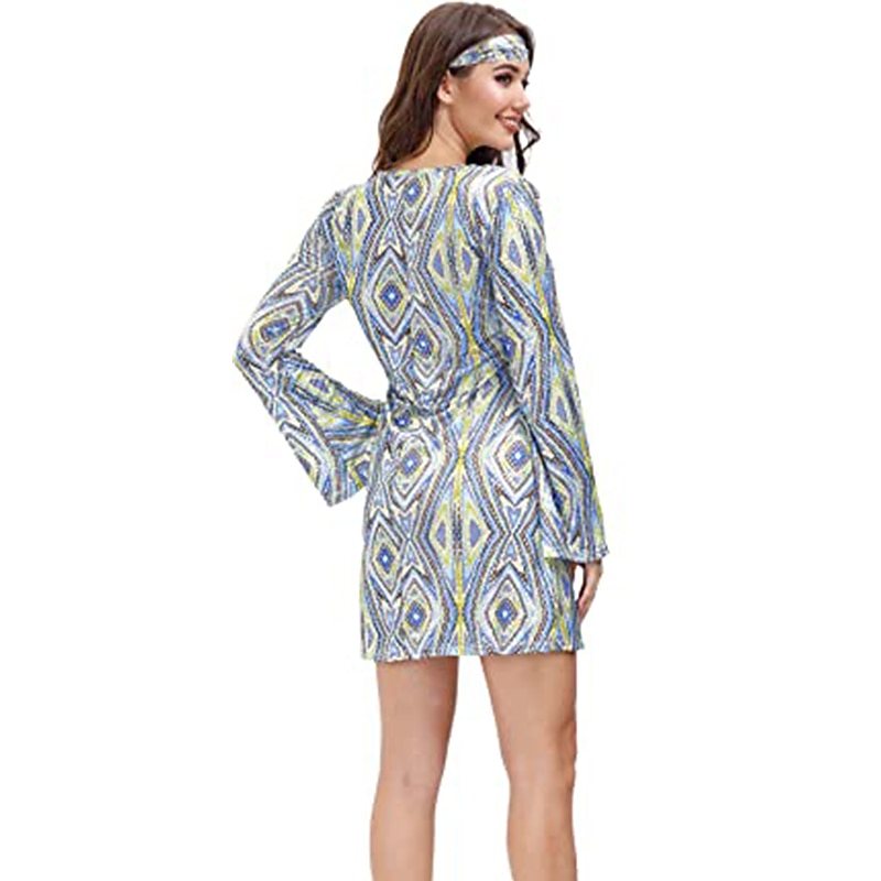 Hippie Retro Vintage Hippie 1970s Disco Dress Headpiece Women's Costume Vintage Cosplay Party & Evening Dress Masquerade 2025 - $26.99 –P12