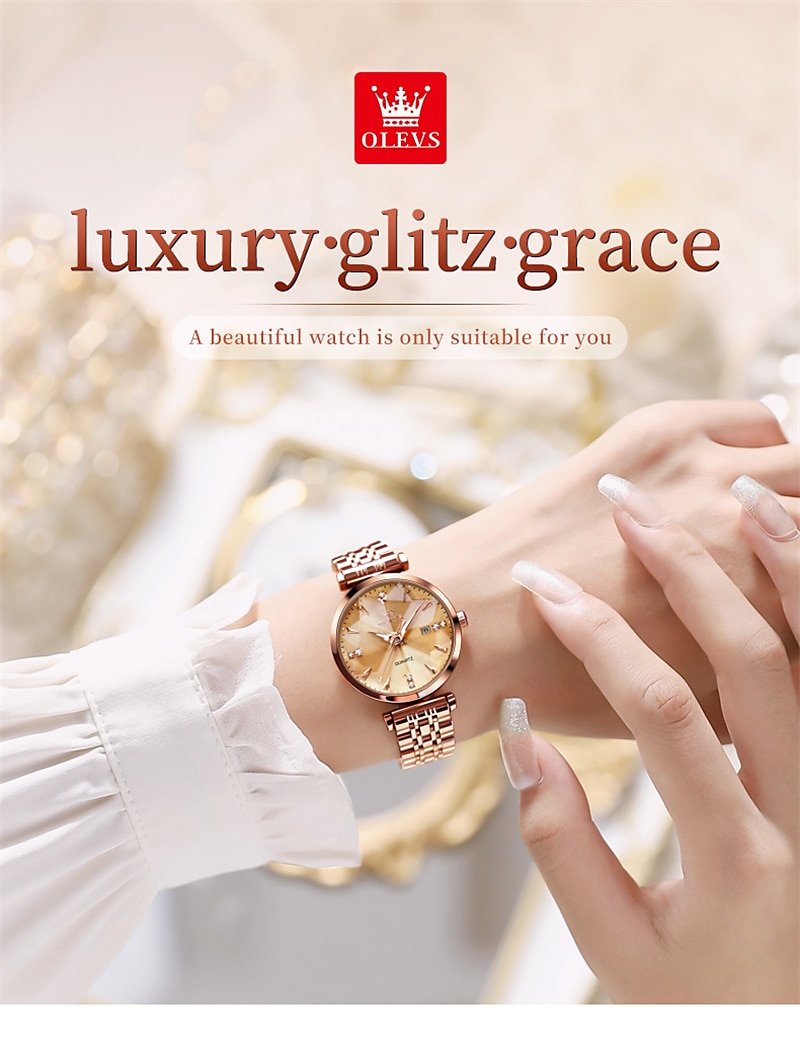New Olevs Brand Ladies' Watches Luminous Decorative Calendar Quartz Watches American-Style Diamond-Set Waterproof Small Green Watches Mother's Day Gift for Women'S Watches Tide 2026 - $37.99 –P14