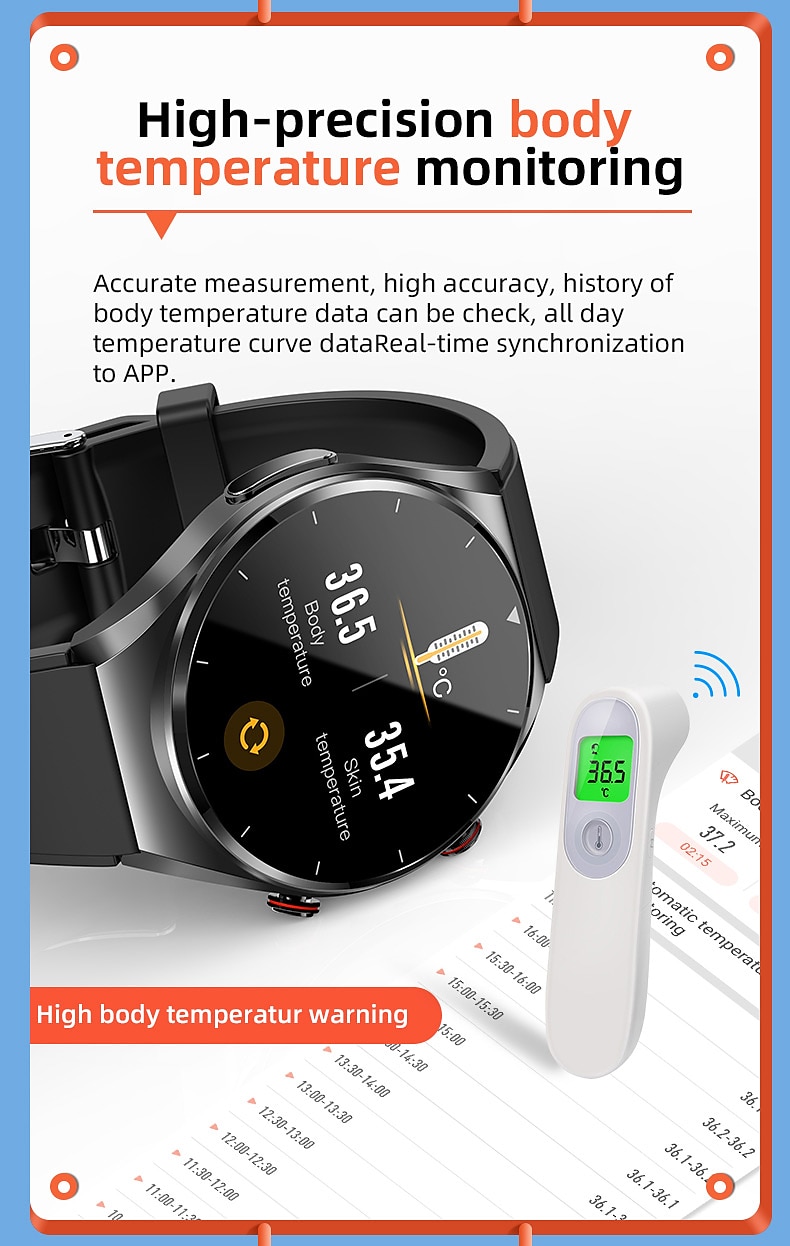 696 E09 Умные часы 1.32 дюймовый Умный браслет Bluetooth ЭКГ + PPG Контроль температуры Педометр Совместим с Android iOS Женский Мужчины Пользовательский набор Всегда на дисплее IP 67 2025 - $73.99 –P15