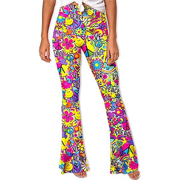 Retro / vintage 1960 luku 1970 luku Housut Bell Bottom Housut Leveälahkeiset housut Hippi Naamiaispuku Naisten Arki-asut Tyttöjen polttarit Pride-paraati Aikuisten Housut 2026 - $20.99 –P12