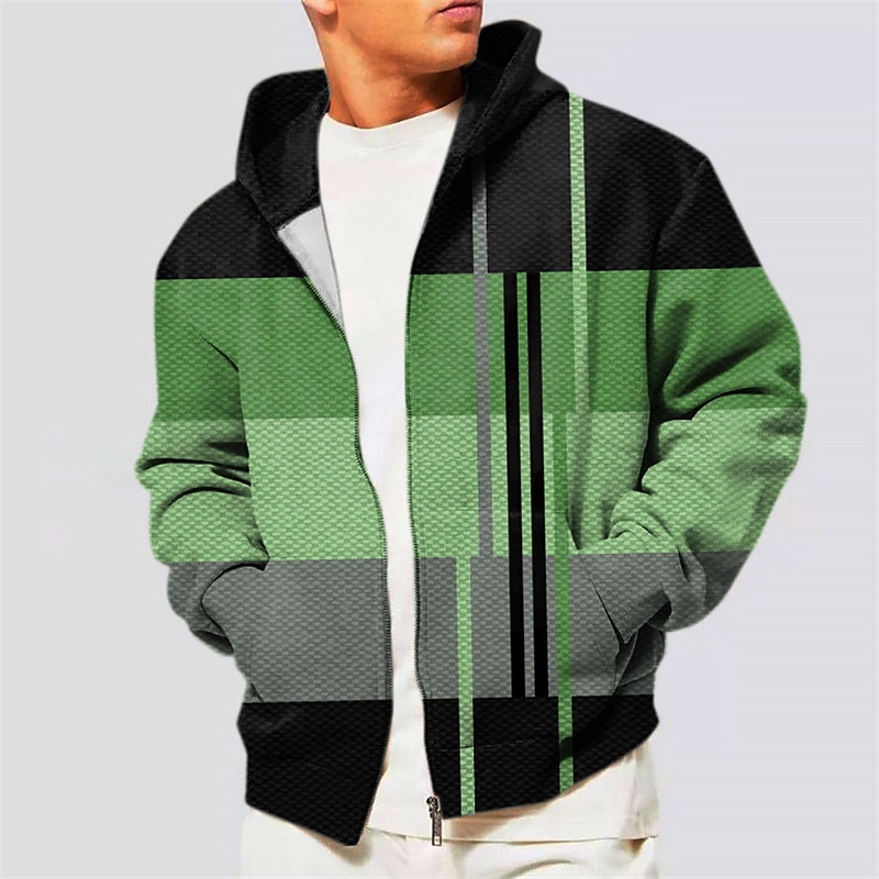 Men's Color Block Graphic Prints Hoodie Hoodies Sweatshirt Full Zip Hoodie Long Sleeve Hooded Sweatshirt Hooded Streetwear 3D Print Sports & Outdoor Daily Sports Red Blue Zipper Print Spring & Fall 2025 - $30.99 –P3