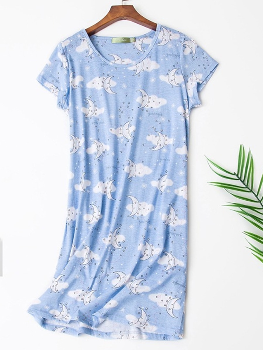 kvinners pyjamas nattkjole nattskjortekjole dyr frukt uformell komfort søt hjemmegate daglig polyester pustende rund hals kortermet sommer vår hjemmeantrekk 2025 - $23.99 –P4