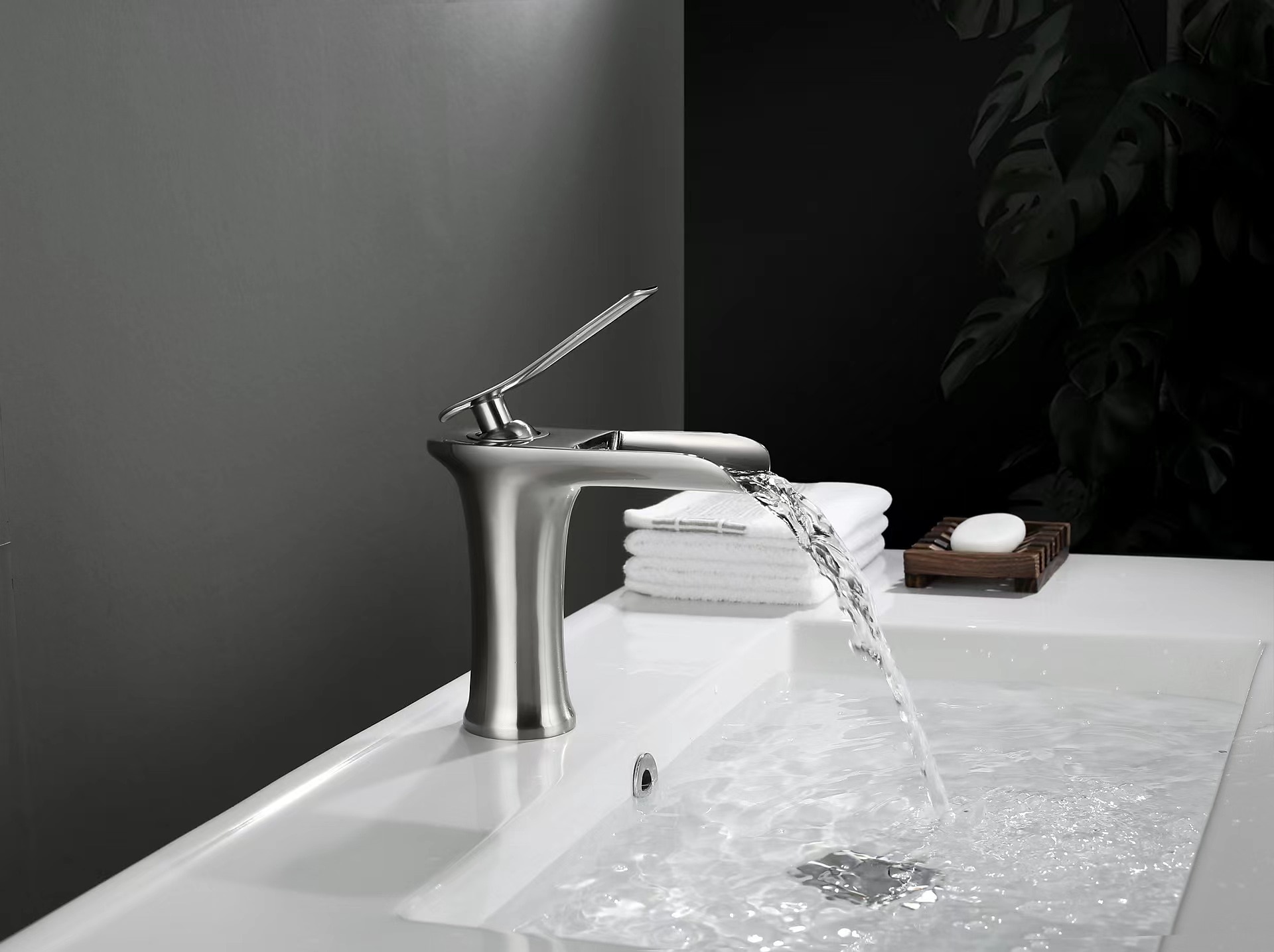 Waterfall Bathroom Sink Mixer Faucet 4.7" Spout, Mono Wash Basin Single Handle Basin Taps Washroom with Hot and Cold Hose, Monobloc Vessel Water Brass Tap Deck Mounted 2025 - $89.99 –P13