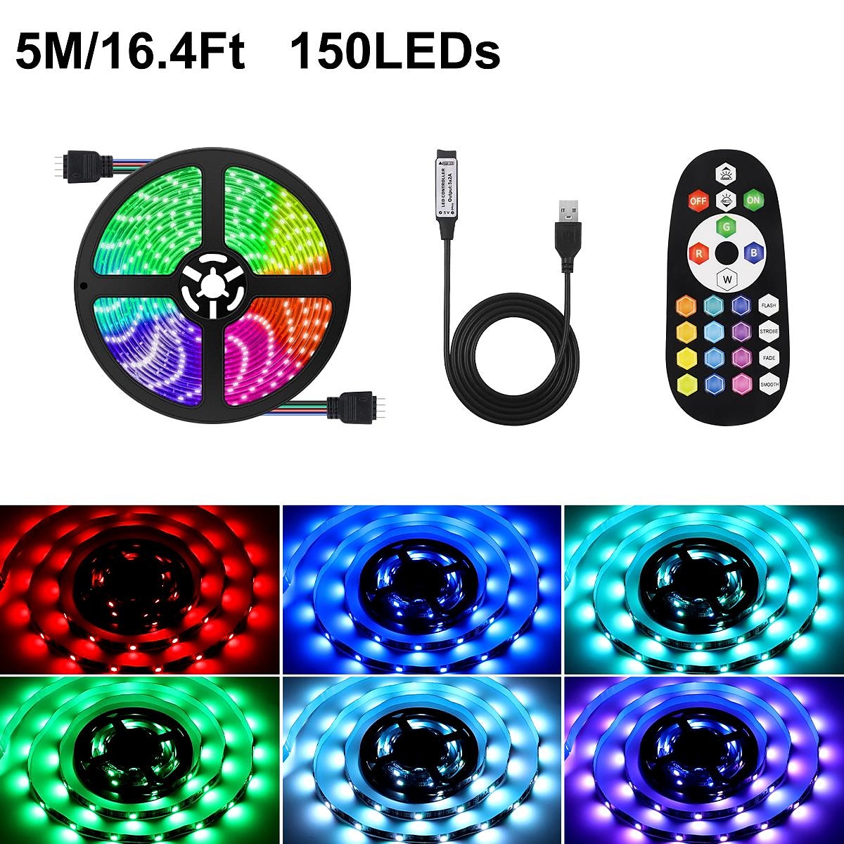 5V USB LED Strip Lights RGB 5050 1M 2M 3M 5M Color Changing Light with 24key IR Remote Controller for Home Bedroom Kitchen TV Back Lights DIY Decor 2025 - $13.99 –P14