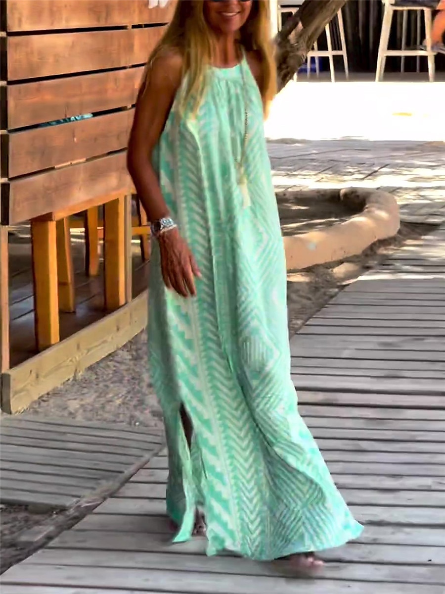 Rochie Maxi pentru Femei Rochie Casual Rochie Slip Imprimat Geometric Curea Casual de Zi cu Zi Întâlnire fără Mâneci Vară Primăvară 2025 - $27.99 –P5