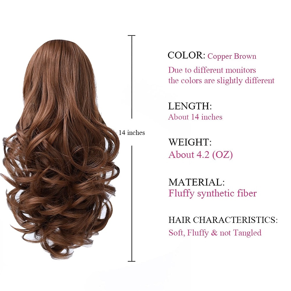 Clip in PonytailClip Claw Blonde Ponytails Extension Wavy 14 4.3 OZ Black Hair Extensions Synthetic SYXLCYGG Fake Hair pieces white Women Girl 12 16 20 Curly 22 Straight Fluffy&not Tangled 2025 - $19.99 –P3