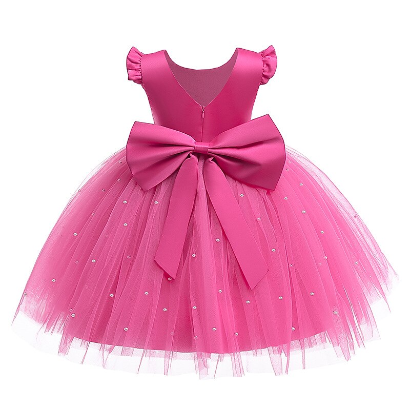 Flower Girl Dress Girls' Princess Dress First Communion Dress Party Dress Formal Performance Wedding Princess Beautiful Ruched Mesh Solid Color Sleeveless V Neck White Pink 2-9 Years 2025 - €30.99 –P1
