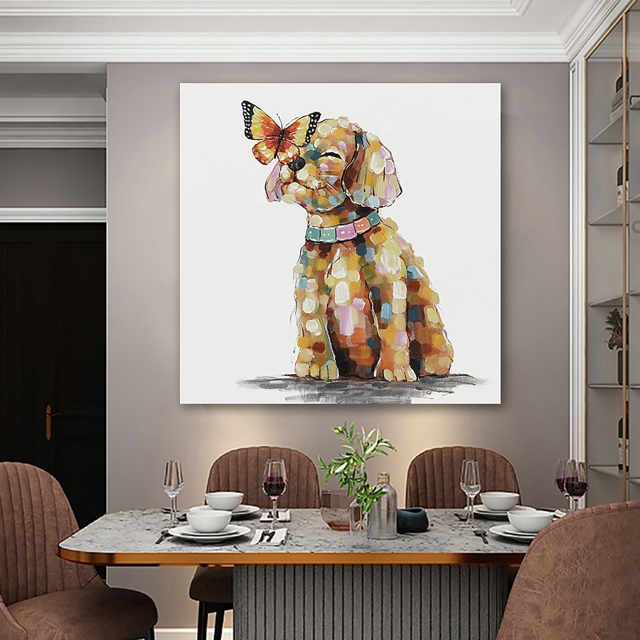 2026年 ハング塗装油絵 手描きの 方形 動物 近代の 内枠を含めます  コレクション – QAR 473.6 –P5