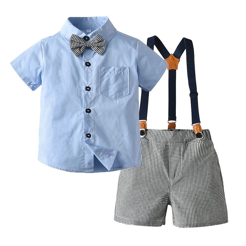 2 delar Barn Pojkar Skjorta och shorts Utrusta Ensfärgat Rand Kortärmad Uppsättning Ledigt Mode Dagligen Sommar Vår 7-13 år Flerfärgad Vit Ljusgrön 2025 - $28.99 –P5