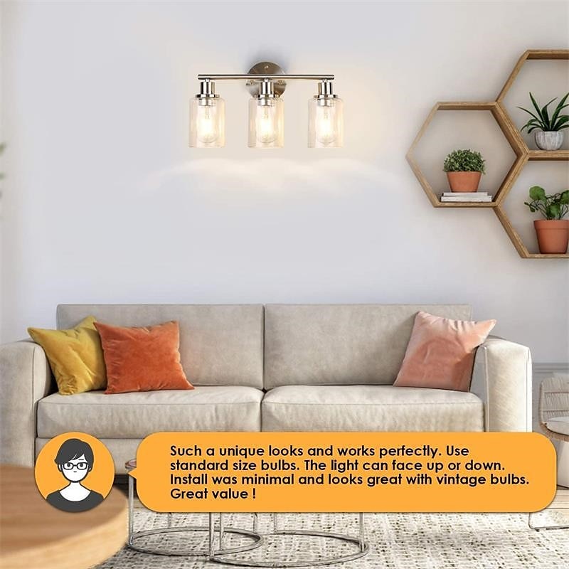 éclairage de salle de bain vanité lumière 3 lumières applique murale éclairage en laiton brossé salle de bain lumière avec abat-jour en verre clair salle de bain applique murale applique murale pour de 2025 ? $141.99 –P5