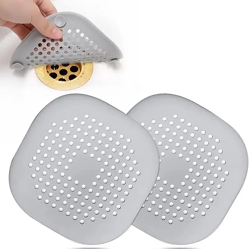 2pc Drain Hair Catcher With Suction Cup Durable Silicone Square Drain Cover For Shower Anti Sink Clogging Floor Cover Shower Drain Hair Outlet Filter For Bathroom Tub And Kitchen 2025 - $6.99 –P6