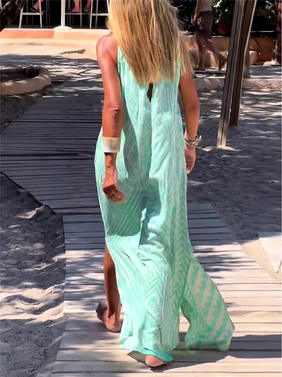Rochie Maxi pentru Femei Rochie Casual Rochie Slip Imprimat Geometric Curea Casual de Zi cu Zi Întâlnire fără Mâneci Vară Primăvară 2025 - $27.99 –P3