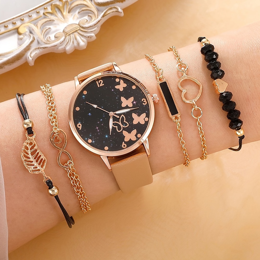 5 pièces/ensemble montre pour femme ensemble de montre à quartz coréen décontracté pour femme de 2025 ? $17.99 –P7