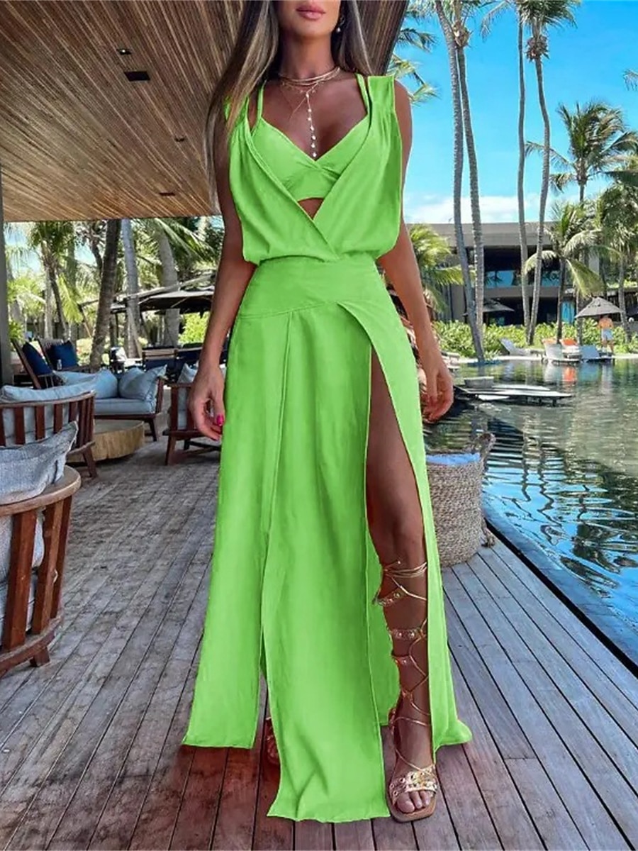 Women's Long Dress Maxi Dress Party Dress Casual Dress Summer Dress Pure  Color Streetwear Casual Outdoor
